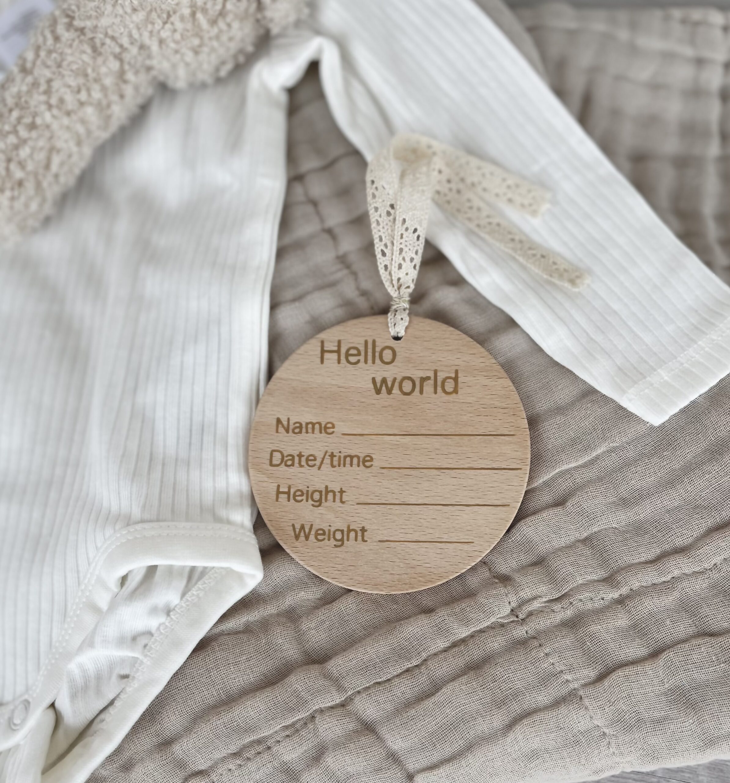 "Hello World" wooden sign